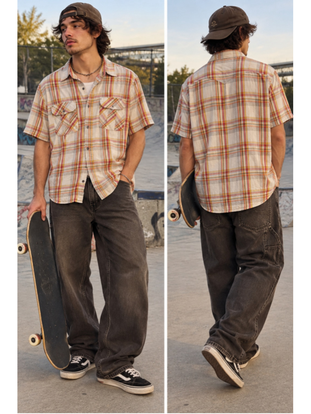 UNIONBAY Men’s Plaid Short Sleeve Casual Button Down Shirt, M